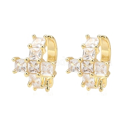 Серьги-каффы с прозрачными кубическими цирконами и микропаве из латуни&nbsp;EJEW-F400-19G