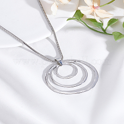 1 шт. сплав 3 кольца кулон длинное ожерелье для женщин&nbsp;NJEW-LP0002-93