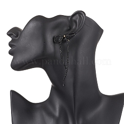 Серьги-гвоздики с бантиками из стеклянных бусин ручной работы&nbsp;EJEW-TA00708-02