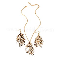 Комплекты из сплава с подвесками и серьгами с леопардовым принтом в виде листьев&nbsp;FS-WG98753-01