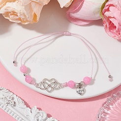 Браслеты из плетеных бусин из натурального окрашенного белого нефрита&nbsp;BJEW-JB09823-05