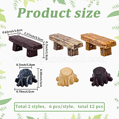 12шт. 2-х стилевые смоляные скамейки&nbsp;DJEW-GF0001-81