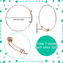 14 шт. 7-х цветные золотистые браслеты из нержавеющей стали 304 со стразами&nbsp;BJEW-SC0001-26