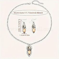 Комплекты из ожерелий и серег-подвесок из сплава и смолы в стиле «Сова в стиле бохо»&nbsp;FS-WGD384A-01