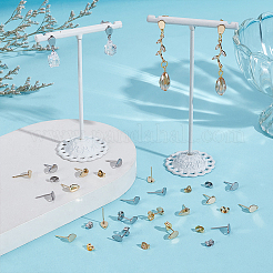 40 шт. 2-х цветная фурнитура для сережек-гвоздиков из нержавеющей стали в форме капли&nbsp;STAS-UN0024-99