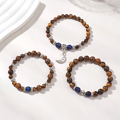 Регулируемые эластичные браслеты из натурального тигрового глаза&nbsp;BJEW-JB13030