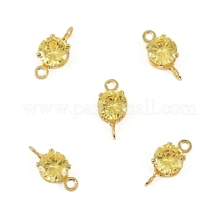 Латунные подвески-коннекторы с плоскими круглыми фианитами&nbsp;KK-P347-01G