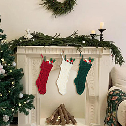 3 шт. 3-х цветные вязаные акриловые хлопчатобумажные мешочки для чулок&nbsp;AJEW-SP0004-03