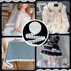 Хлопковая кружевная лента с цветком&nbsp;OCOR-WH0105-067B