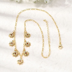 Латунные ожерелья с подвеской в виде солнца из микрофибры с кубическим цирконием&nbsp;NJEW-B157-16G