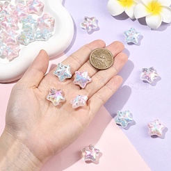 30 шт. 3-цветные прозрачные акриловые бусины с УФ-покрытием&nbsp;PACR-YW0001-59