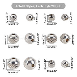 120 шт. 6 бусины из нержавеющей стали 304&nbsp;STAS-UN0025-48