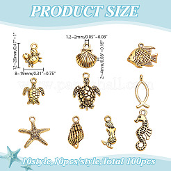 100 шт. 10 стиля подвески из сплава в тибетском стиле серии Ocean&nbsp;FIND-AR0005-87