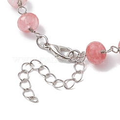 Наборы браслетов и ожерелий со звеньями из кварцевого стекла rondelle вишневого цвета&nbsp;SJEW-JS01295-01