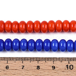 Гальванизировать непрозрачные сплошной цвет стеклянные бусы пряди&nbsp;GLAA-T025-4mm-18