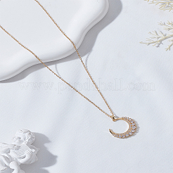 1 шт. ожерелье с подвеской в виде новолуния из нержавеющей стали с прозрачными кубическими цирконами&nbsp;NJEW-LP0009-53