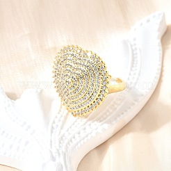 Латунные микро проложить манжеты кольца кубического циркония&nbsp;RJEW-V007-06G