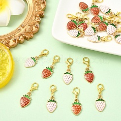 20 шт. 2 стиля подвесных украшений из эмалевого сплава с клубникой&nbsp;HJEW-YW00276