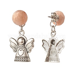 Натуральный драгоценный камень полукруглый с серьгами-гвоздиками из сплава&nbsp;EJEW-JE04947