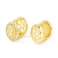 Двусторонние серьги-кольца овальной формы из прозрачного кубического циркония с подвеской Девы Марии&nbsp;EJEW-I266-03G