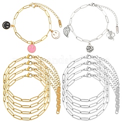 10шт 2 цвета браслеты-цепочки из нержавеющей стали 304&nbsp;BJEW-YW00013-01