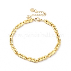 Браслет-цепочка из звеньев колонны из прозрачного кубического циркония&nbsp;BJEW-E073-01G