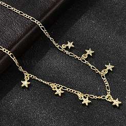 Ожерелья со звездами из латуни с прозрачным фианитом и прозрачным фианитом&nbsp;NJEW-B157-04G