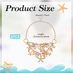 2 шт. летние пляжные ожерелья из натуральных ракушек и искусственного жемчуга из смолы&nbsp;NJEW-UN0001-55