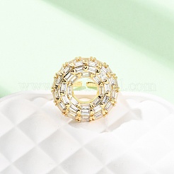 Регулируемые латунные кольца-манжеты с микропаве из кубического циркония для женщин&nbsp;RJEW-B139-05G