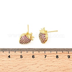 Серьги-гвоздики из латуни с микропаве из кубических цирконий&nbsp;EJEW-L305-06G