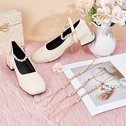 Стеклянные жемчужные бусины шнурки для высоких каблуков&nbsp;HJEW-OC00059