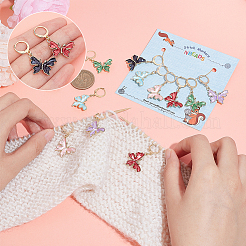 Маркеры петель с замком подвеска в виде бабочки из сплава эмали&nbsp;HJEW-AB00006