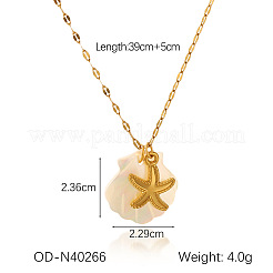 Женские ожерелья с подвесками из натуральной ракушки и нержавеющей стали 304 в виде цепочек с подвесками на морскую тематику&nbsp;FS-WG58500-13