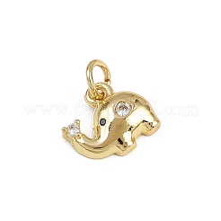 Подвески в виде слона из латунного микропаве из кубического циркония&nbsp;KK-D409-41G-B