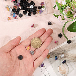 40 шт. 10-цветная друзовая смола с латунной брошью&nbsp;AJEW-CA00027