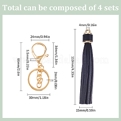 Наборы для ключей с кисточками из искусственной кожи своими руками&nbsp;DIY-SC0026-20B