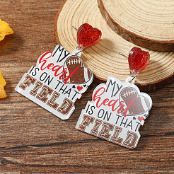 1 пара сережек-гвоздиков с леопардовым принтом в виде сердца для матери и спорта из акрила&nbsp;EJEW-FS0001-22C