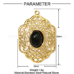 Нержавеющая сталь 304 с подвесками из синтетического черного оникса&nbsp;STAS-OY001-48G