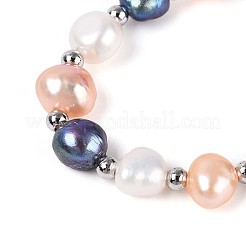 Регулируемые браслеты-слайдеры с жемчугом и латунными бусинами&nbsp;BJEW-T022-15C