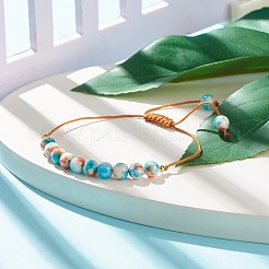 Круглый браслет из плетеных бусин из натурального белого нефрита&nbsp;BJEW-JB07969-04