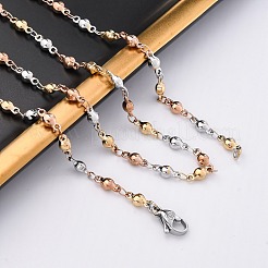 Одноцветные ожерелья из шариковых звеньев из нержавеющей стали 304&nbsp;NJEW-Q013-06