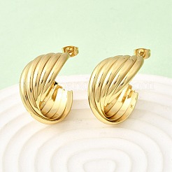 Серьги-гвоздики из нержавеющей стали 201 в форме буквы С&nbsp;EJEW-Z151-08G