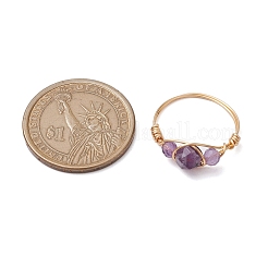 6 шт. круглое кольцо с натуральным розовым кварцем&nbsp;RJEW-JR00754-S