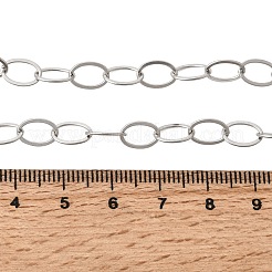 Плоские овальные звенья цепочки из нержавеющей стали 201 толщиной 6 мм&nbsp;NJEW-K302-13P