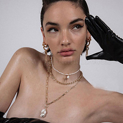 Серьги-гвоздики с кисточками из сплава горного хрусталя&nbsp;FS-WG9547A-01