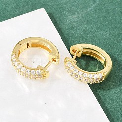 Кольцо латунные серьги-кольца с микропаве из прозрачного кубического циркония&nbsp;EJEW-D348-12G