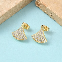 Серьги-гвоздики из латуни с микропаве из прозрачных кубических цирконий&nbsp;EJEW-Z144-16G