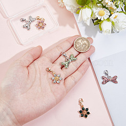 6 шт. подвеска из сплава цветов и костей со стразами&nbsp;HJEW-DR00167