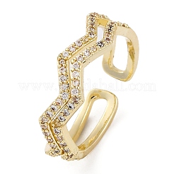 Кольца-манжеты для пальцев с микропаве из прозрачных кубических цирконий из латуни для женщин&nbsp;RJEW-G337-25G