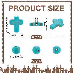 280шт 2 стиля окрашенные синтетические бирюзовые бусины&nbsp;G-PH0003-25A